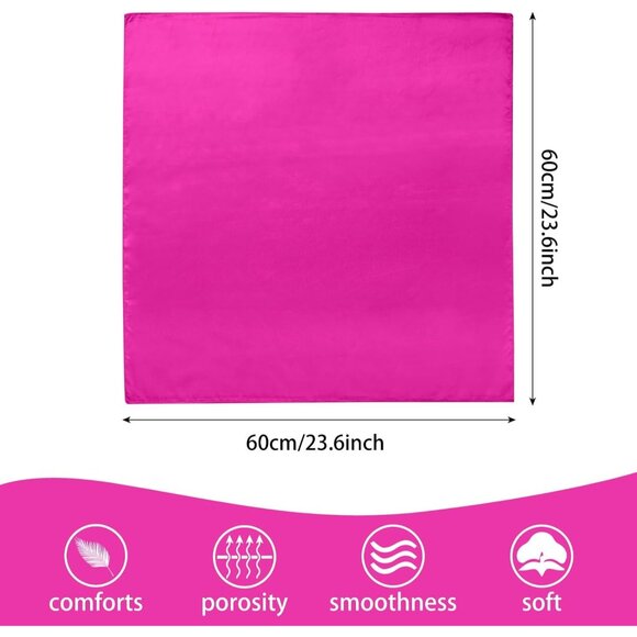 Women's Rose Red Silk Feeling Scarf 23.6'' Square Satin Scarf Neck Head Bandana - Picture 3 of 7